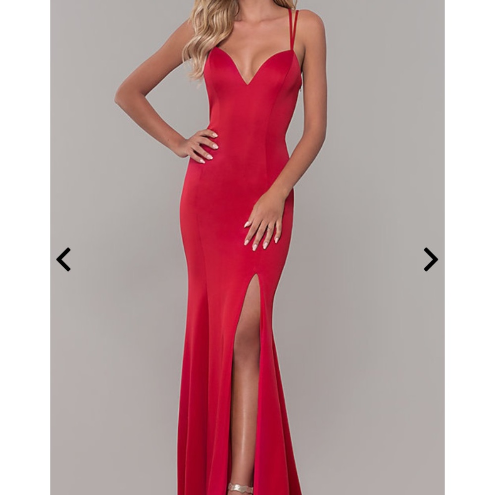 Long Red Prom Dress with Caged Open Back